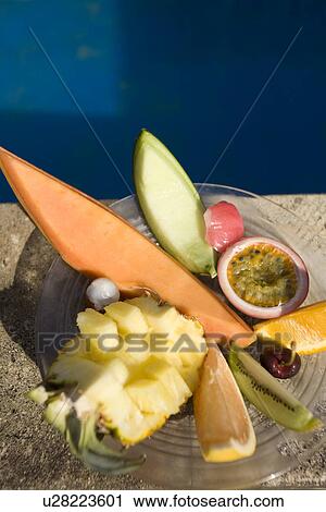 Tropical fruits in plate View Large Photo Image Stock Image - Tropical fruits in plate. Fotosearch