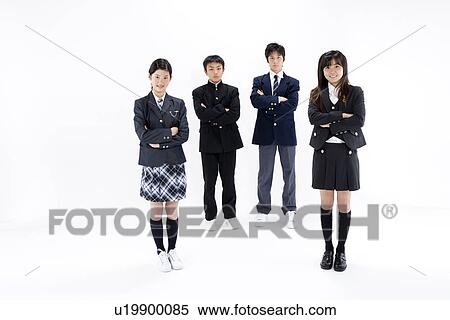 Stock Photography - Four middle school students standing. Fotosearch