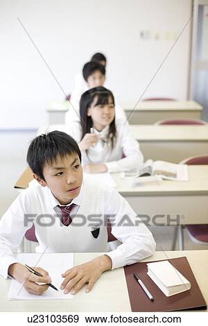 Middle school students studying View Large Photo Image Stock Photo - Middle school students studying. Fotosearch