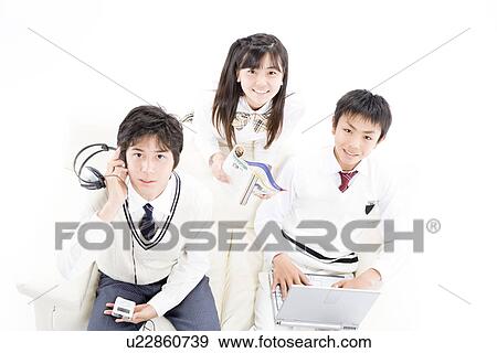 Portrait of three middle school students View Large Photo Image Stock Photo - Portrait of three middle school students. Fotosearch