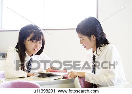 Teenage girls studying View Large Photo Image Stock Image - Teenage girls studying. Fotosearch