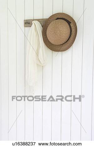 Stock Photo - Straw hat and scarf. Fotosearch