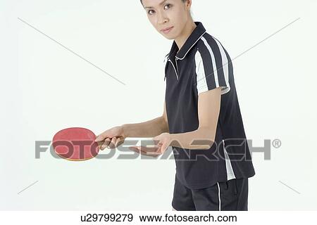 Stock Photo - Ping Pong player preparing to serve. Fotosearch