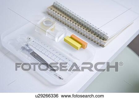Stationery and notebooks View Large Photo Image Stock Photograph - Stationery and notebooks. Fotosearch