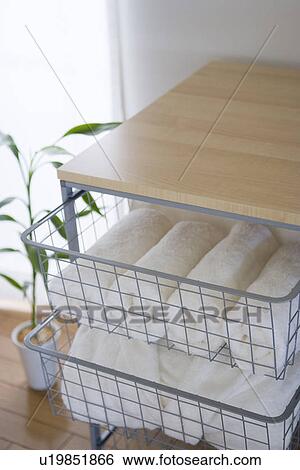 Towels on rack View Large Photo Image Stock Photograph - Towels on rack. Fotosearch