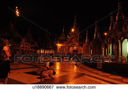 Stock Photo - Temples at Night. Fotosearch