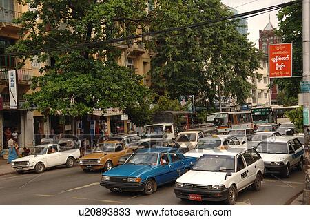 Stock Image - Busy streets of Mandalay. Fotosearch
