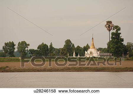 Stock Photo - Pagoda on Irrawaddy River. Fotosearch