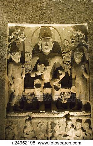 Buddha statues in a cave, Ajanta, Maharashtra, India View Large Photo Image Stock Photo - Buddha statues in a cave, Ajanta, Maharashtra, India. Fotosearch