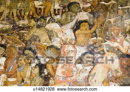 Stock Photo - Close-up of a mural in a cave, Ajanta, Maharashtra, India. Fotosearch
