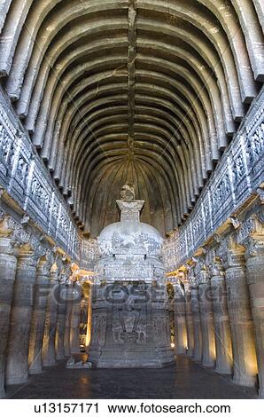 Interiors of a cave, Ajanta, Maharashtra, India View Large Photo Image Stock Image - Interiors of a cave, Ajanta, Maharashtra, India. Fotosearch