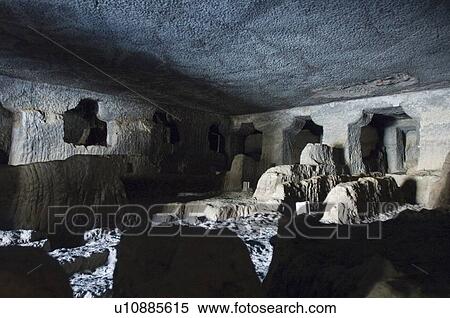 Stock Photography - Stone structures in a cave, Ajanta, Maharashtra, India. Fotosearch