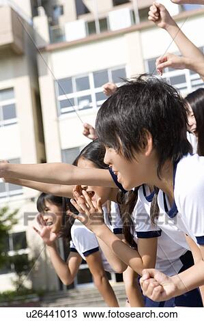 Stock Image - Cheering At The School Sports. Fotosearch