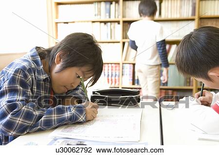 Japanese Students Studying In The Library View Large Photo Image Stock Image - Japanese Students Studying In The Library. Fotosearch