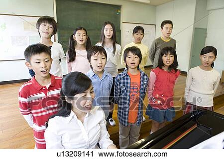 Stock Image - Music Class of Elementary School. Fotosearch