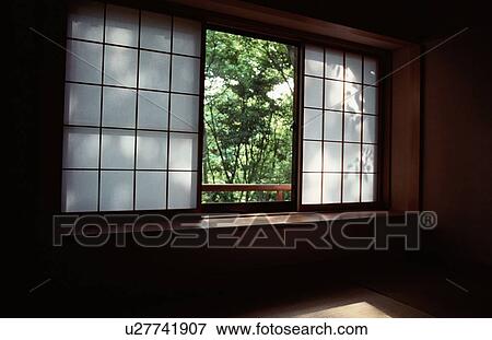 Stock Photo - Shoji Windows And Trees. Fotosearch