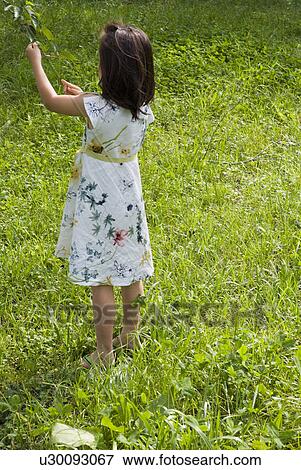 Girl touching leaves View Large Photo Image Stock Photo - Girl touching leaves. Fotosearch
