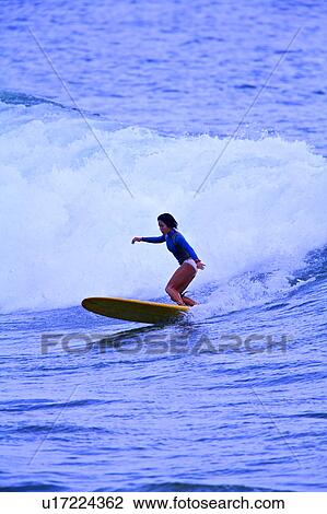 Young woman surfing on the sea skillfully View Large Photo Image Stock Image - Young woman surfing on the sea skillfully. Fotosearch