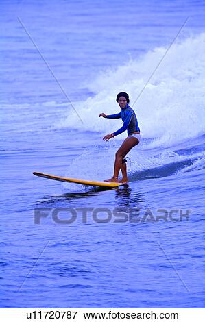 Young woman surfing on the sea skillfully View Large Photo Image Stock Photo - Young woman surfing on the sea skillfully. Fotosearch