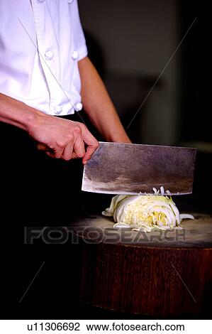 Chef cutting vegetable on the cutting board, close-up View Large Photo Image Stock Image - Chef cutting vegetable on the cutting board, close-up. Fotosearch