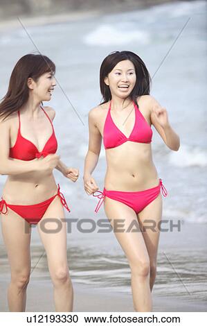 Stock Image - Japanese women in swimsuit. Fotosearch