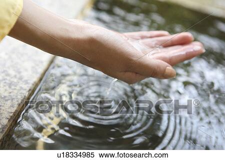 Stock Photography - Hand of woman scooping hot water. Fotosearch