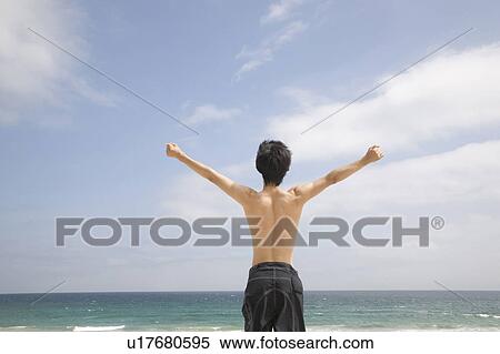 Stock Photography - Back figure of Japanese man. Fotosearch