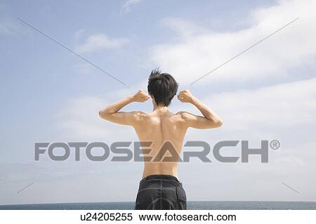 Stock Photography - Back figure of Japanese man. Fotosearch