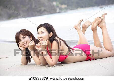 Stock Photo - Japanese women in swimsuit. Fotosearch