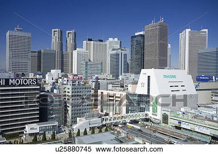 Shinjuku high-rise buildings View Large Photo Image Stock Photography - Shinjuku high-rise buildings. Fotosearch