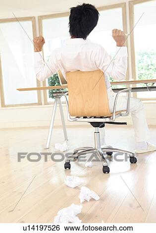 Stock Photograph - Back figure of Japanese office worker. Fotosearch