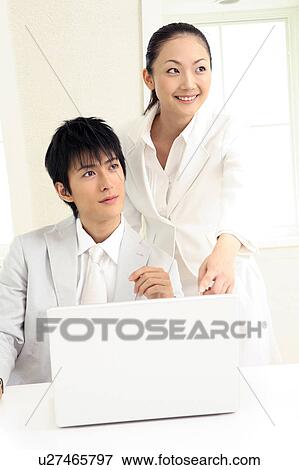Stock Photo - Portrait of Japanese office workers. Fotosearch