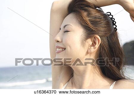 Stock Image - Portrait of Japanese woman. Fotosearch