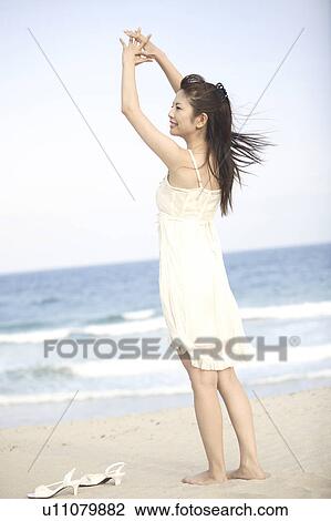 Stock Image - Back figure of Japanese woman. Fotosearch