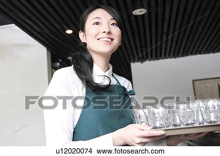 Picture - Japanese waitress. Fotosearch