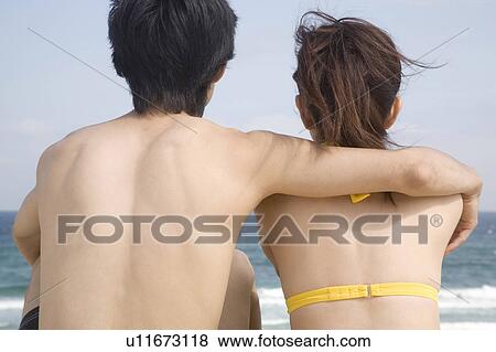 Stock Photo - Back figure of Japanese couple. Fotosearch