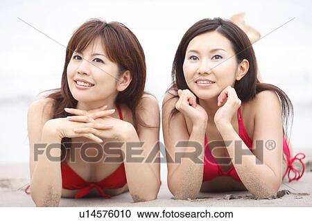 Stock Image - Japanese women in swimsuit. Fotosearch