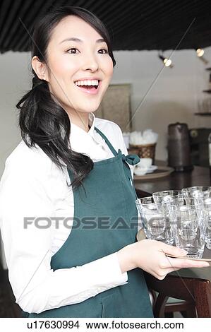 Japanese waitress View Large Photo Image Picture - Japanese waitress. Fotosearch