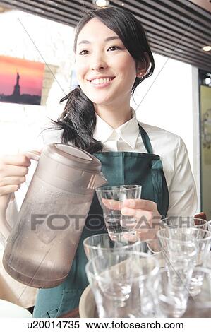 Stock Photography - Japanese waitress. Fotosearch