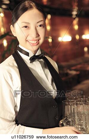 Portrait of Japanese waitress View Large Photo Image Stock Photo - Portrait of Japanese waitress. Fotosearch
