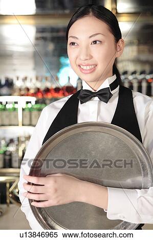 Portrait of Japanese waitress View Large Photo Image Stock Photography - Portrait of Japanese waitress. Fotosearch