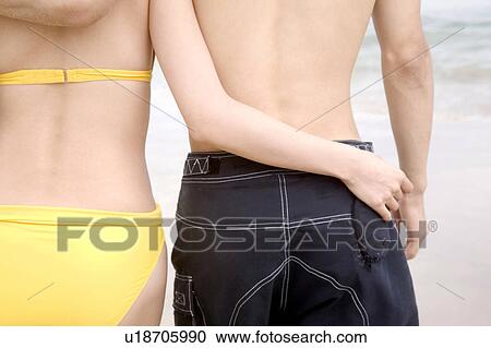 Stock Image - Back figure of Japanese couple. Fotosearch