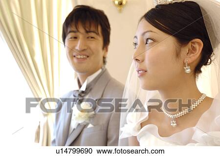 Stock Image - Portrait of bridal couple. Fotosearch