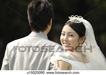 Stock Image - Portrait of bridal couple. Fotosearch