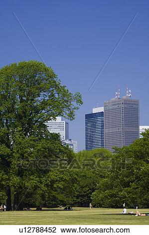 High rise buildings above a park View Large Photo Image Stock Image - High rise buildings above a park. Fotosearch