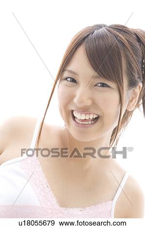 Portrait of laughing young woman View Large Photo Image Stock Photo - Portrait of laughing young woman. Fotosearch
