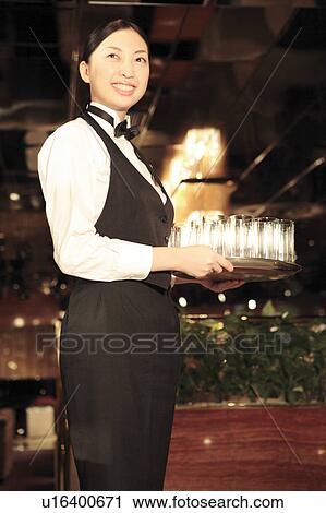 Portrait of Japanese waitress View Large Photo Image Stock Image - Portrait of Japanese waitress. Fotosearch