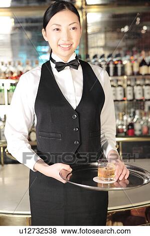 Portrait of Japanese waitress View Large Photo Image Stock Photo - Portrait of Japanese waitress. Fotosearch