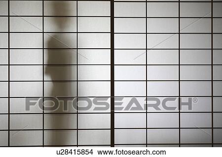Shadow appeared in the shoji View Large Photo Image Picture - Shadow appeared in the shoji. Fotosearch