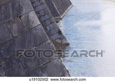 Stock Image - Close up of Osaka castle outer walls. Fotosearch